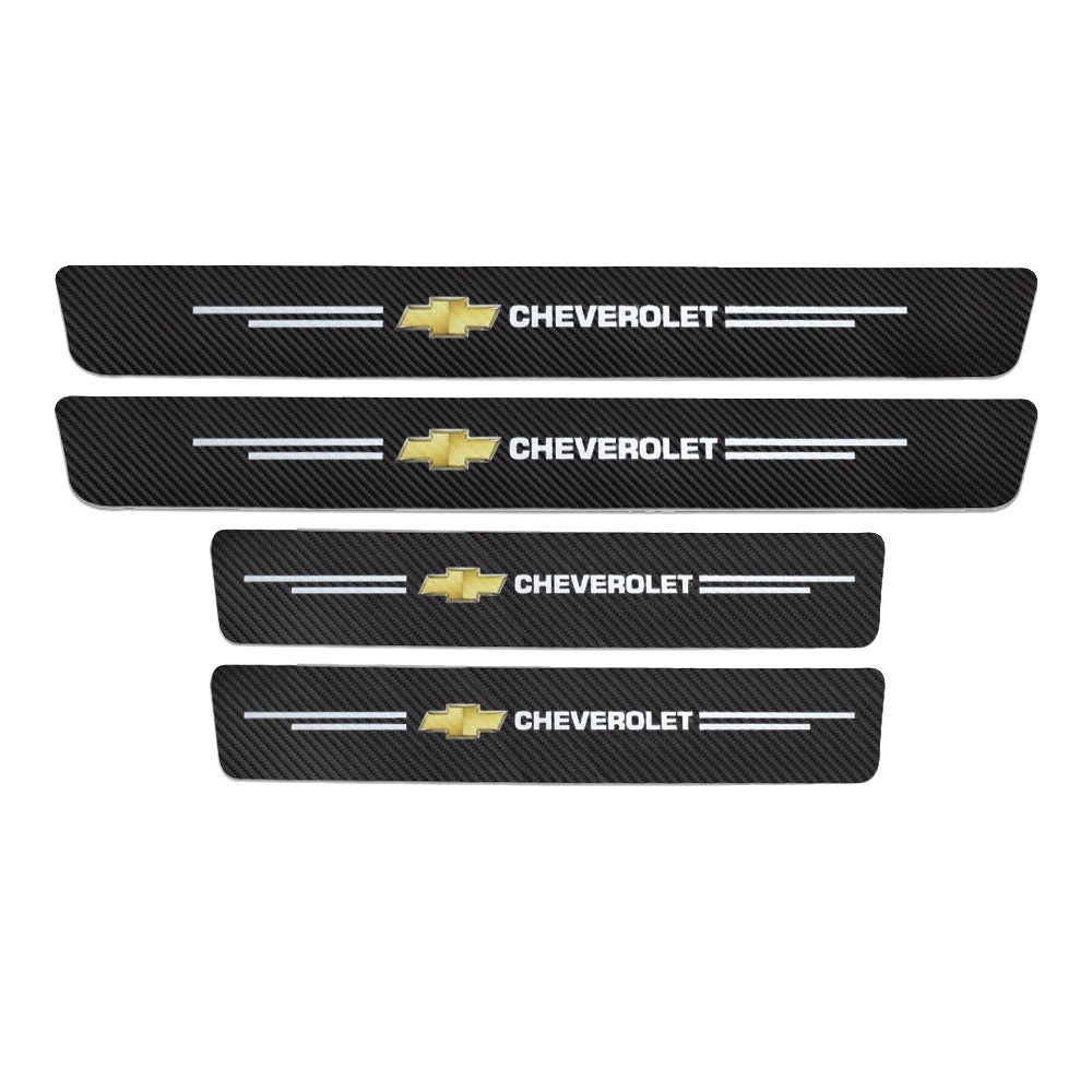 4x Door Sill Protectors Carbon Fiber Look | for Chevrolet image 0