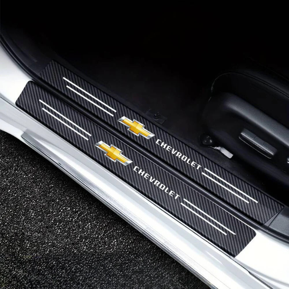 4x Door Sill Protectors Carbon Fiber Look | for Chevrolet image 1