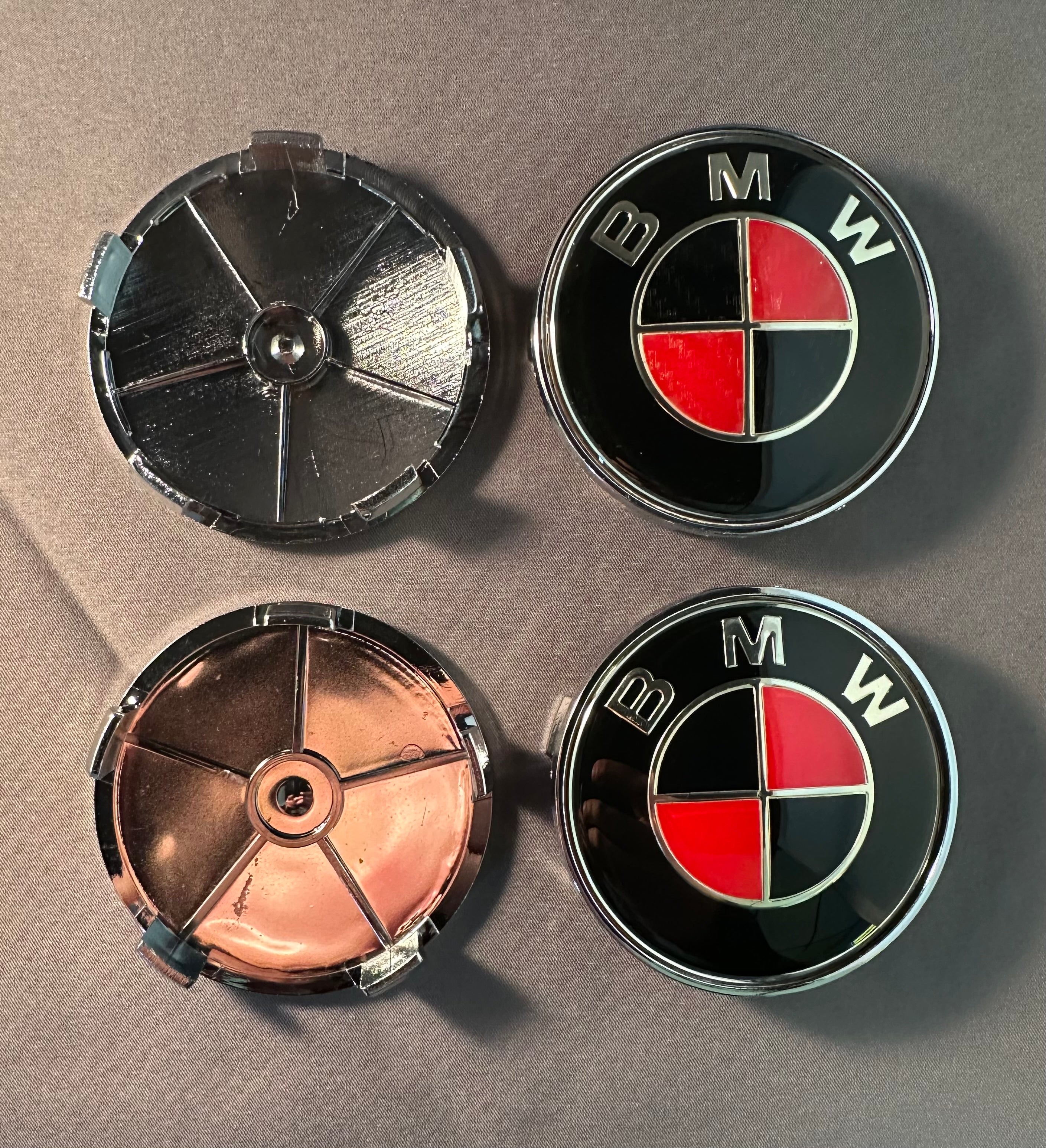 4x Black & Red Center Wheel Caps | for BMW image 1