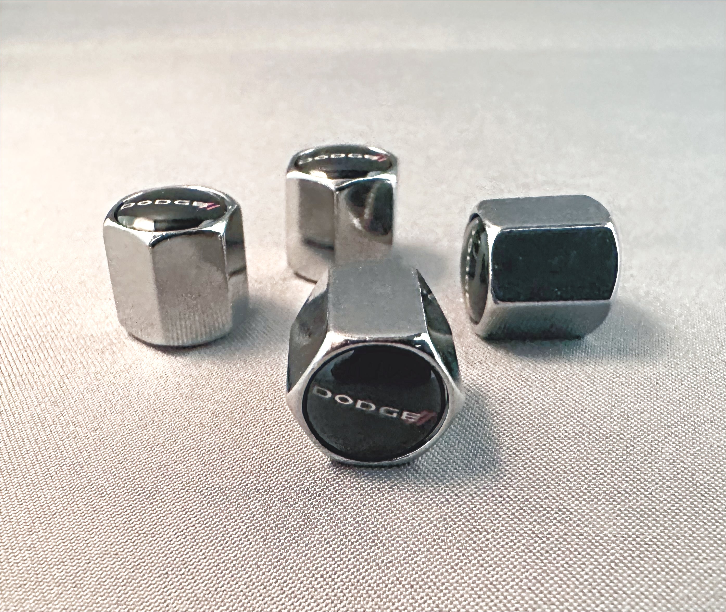 4x Chrome Hex Tire Valve Caps | for Dodge image 0