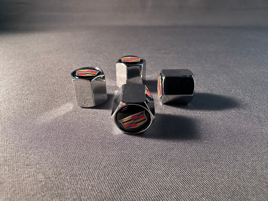 4x Chrome Tire Valve Caps | for Cadillac image 0
