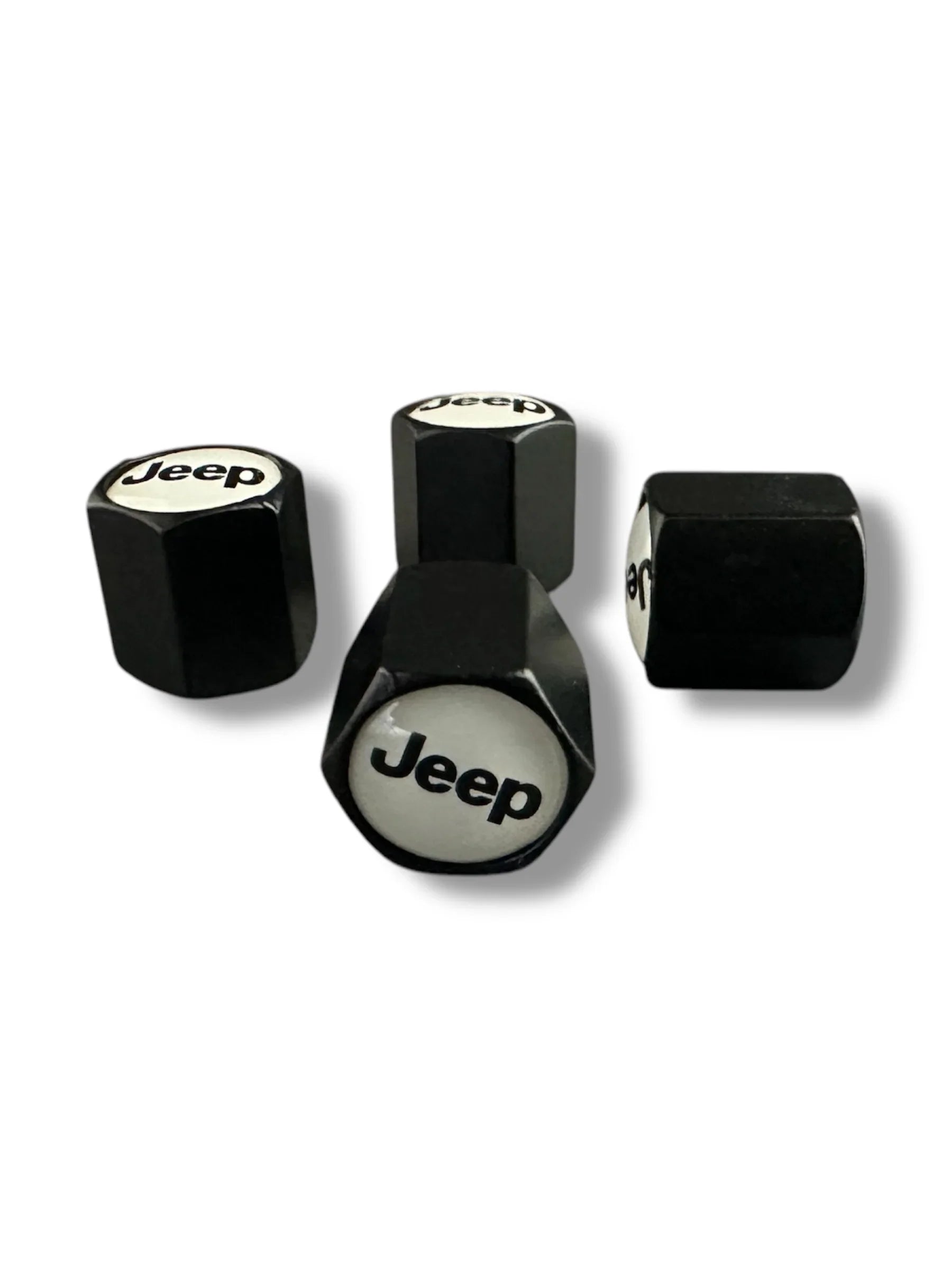 White Hex Tire Valve Caps | for Jeep image 1