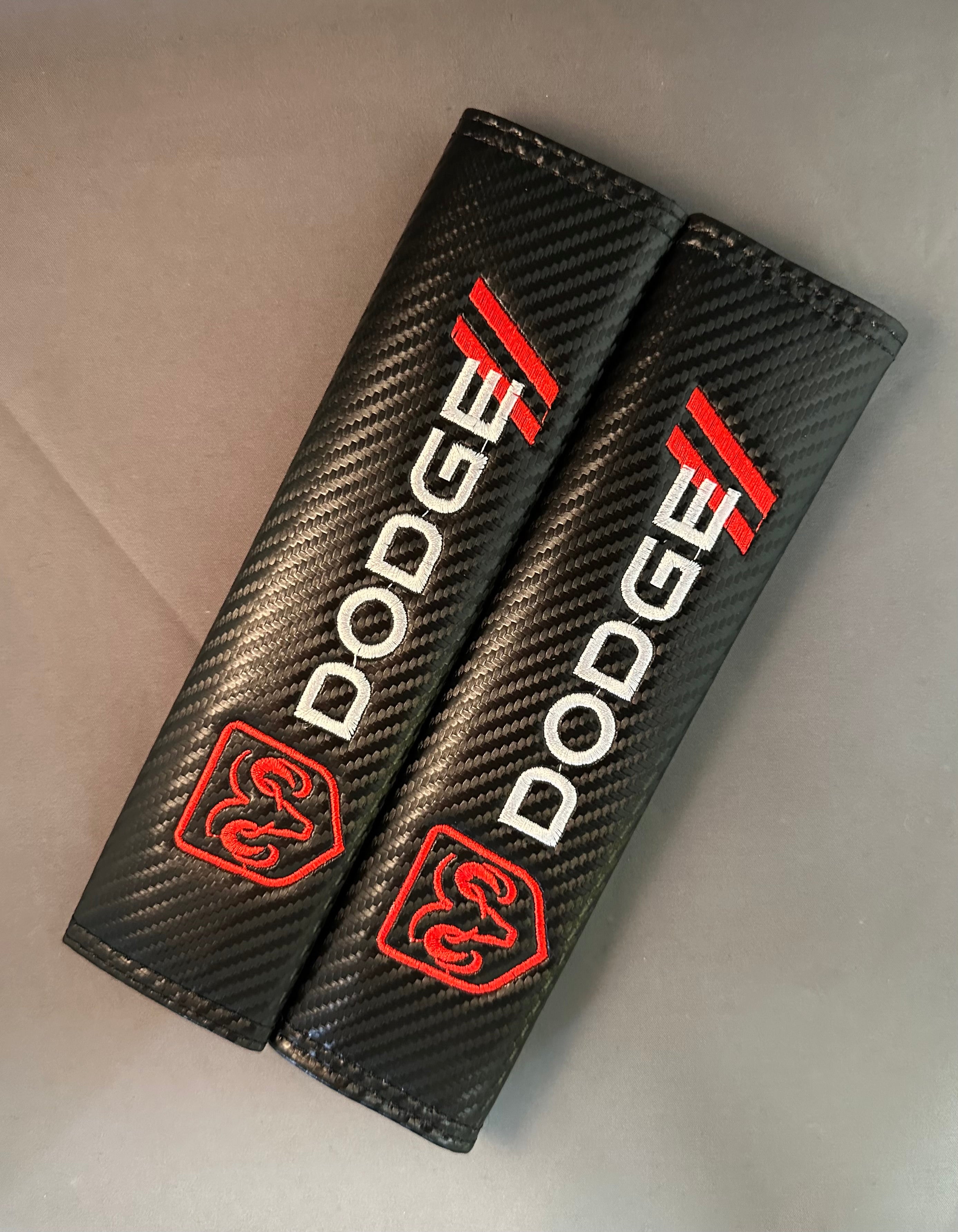 2x Seatbelt Covers Carbon Fiber Look | for Dodge image 0
