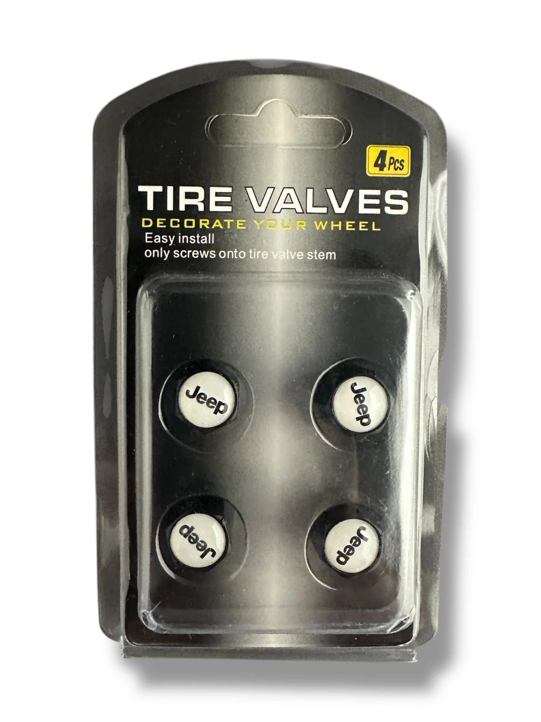 White Hex Tire Valve Caps | for Jeep image 0