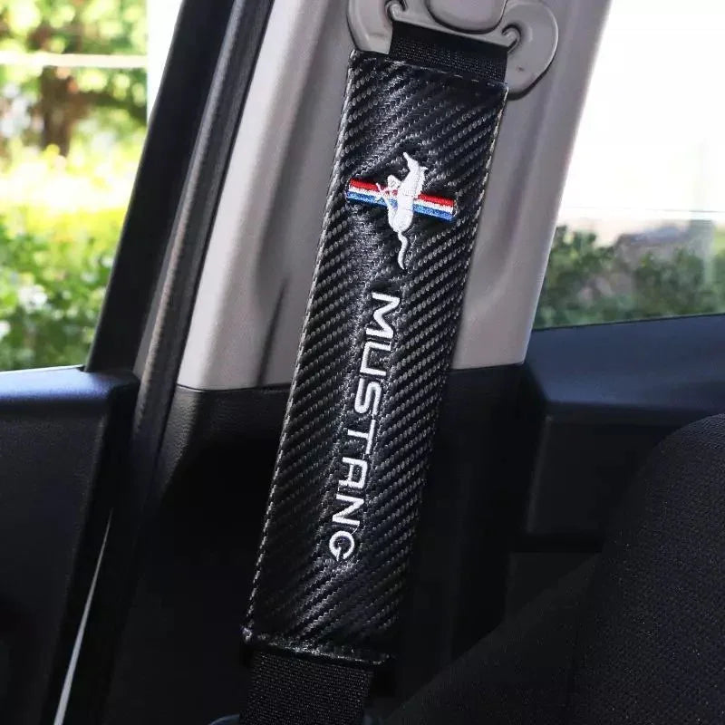 2x Seatbelt Covers Carbon Fiber Look | for Ford Mustang image 1