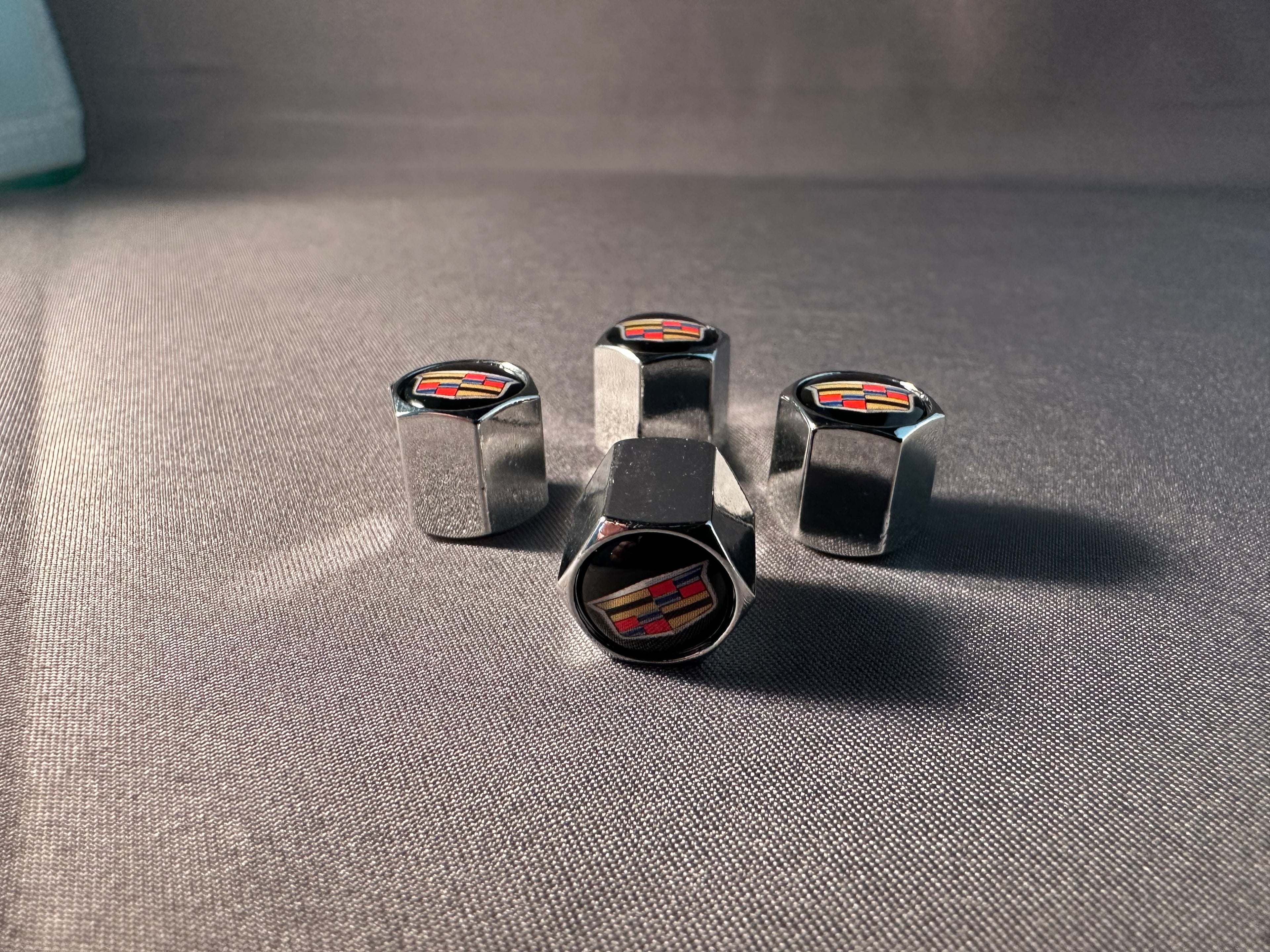 4x Chrome Tire Valve Caps | for Cadillac image 1