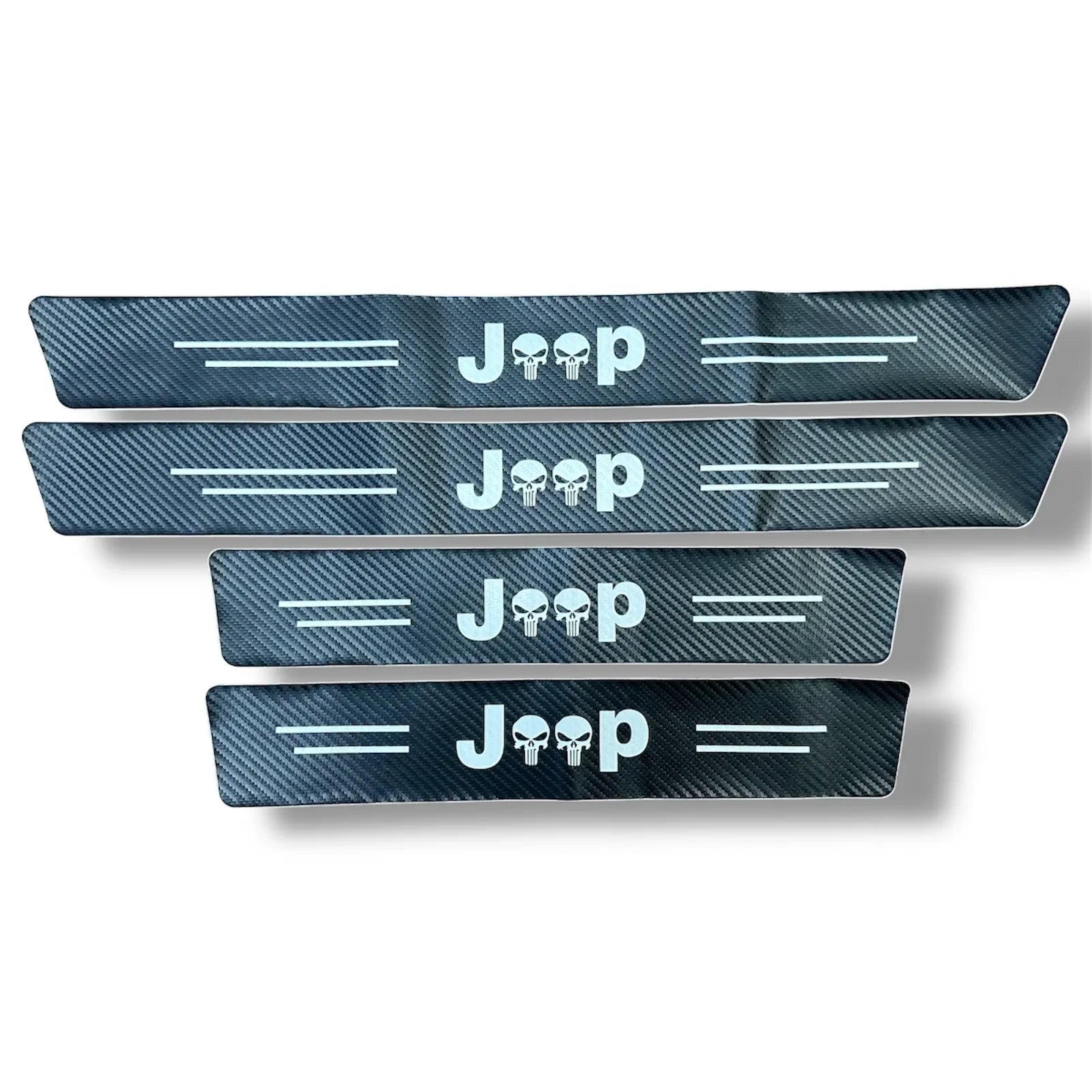 4x Punisher Door Sill Protectors Carbon Fiber Look | for Jeep image 0